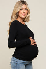 Black Knit Long Sleeve Maternity Top