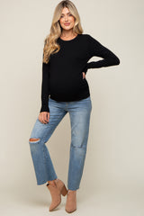 Black Knit Long Sleeve Maternity Top