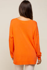 Orange Knit V-Neck Long Sleeve Maternity Top