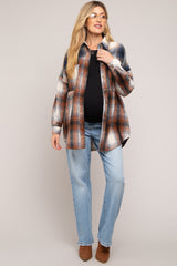 Rust Plaid Button Down Maternity Flannel