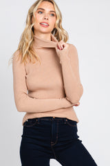 Mocha Ribbed Fitted Long Sleeve Top