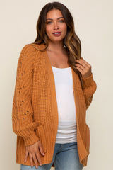 Camel Chunky Knit Maternity Cardigan