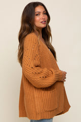 Camel Chunky Knit Maternity Cardigan