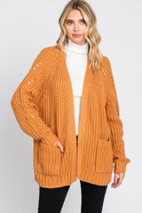 Camel Chunky Knit Maternity Cardigan