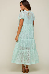 Mint Lace Tiered Maternity Midi Dress