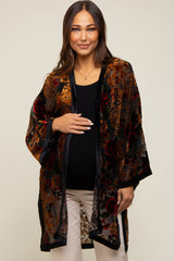 Black Velvet Burnout Side Slit Maternity Cover Up