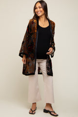 Black Velvet Burnout Side Slit Maternity Cover Up