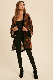 Black Velvet Burnout Side Slit Cover Up