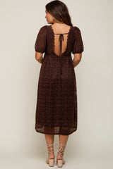 Brown Lace Cutout Maternity Midi Dress