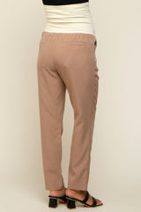 Mocha Satin Crop Maternity Pants