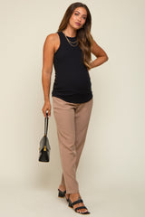 Mocha Satin Crop Maternity Pants