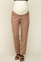 Mocha Satin Crop Maternity Pants