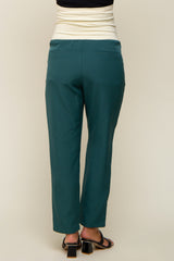 Teal Satin Crop Maternity Pants