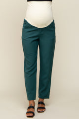 Teal Satin Crop Maternity Pants