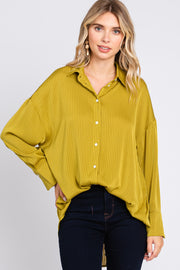 Lime Striped Button Up Top