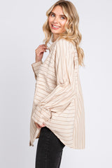 Cream Striped Oversized Blouse