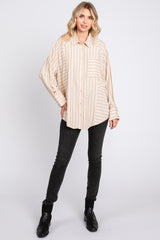 Cream Striped Oversized Blouse