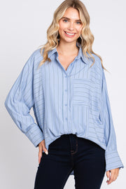 Blue Striped Oversized Blouse