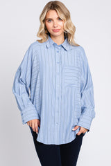 Blue Striped Oversized Blouse