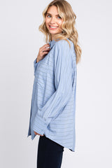 Blue Striped Oversized Blouse