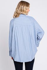 Blue Striped Oversized Blouse