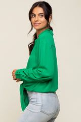 Green Collared Button Down Knotted Shirt