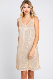 Gold Sequin Sleeveless Dress