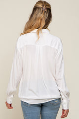 White Collared Button Down Knotted Maternity Shirt