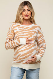 Taupe Animal Print Maternity Sweater