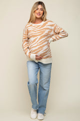 Taupe Animal Print Maternity Sweater