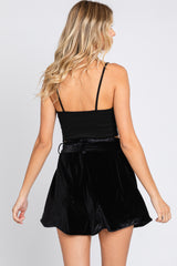 Black Velvet Sash Tie Shorts