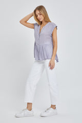 Violet Cap Sleeve Babydoll Shirt