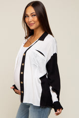 White Colorblock Oversized Maternity Blouse