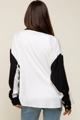 White Colorblock Oversized Maternity Blouse