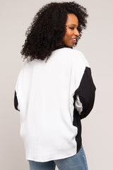 White Colorblock Oversized Blouse