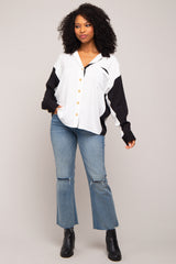 White Colorblock Oversized Blouse