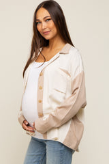 Cream Colorblock Oversized Maternity Blouse