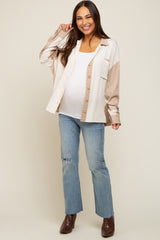 Cream Colorblock Oversized Maternity Blouse