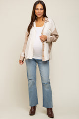 Cream Colorblock Oversized Maternity Blouse