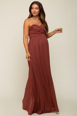 Rust Sweetheart Convertible Chiffon Maternity Gown