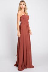 Rust Sweetheart Convertible Chiffon Gown