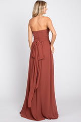 Rust Sweetheart Convertible Chiffon Gown