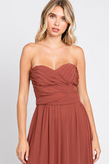 Rust Sweetheart Convertible Chiffon Gown