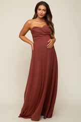 Rust Sweetheart Convertible Chiffon Maternity Gown