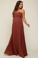 Rust Sweetheart Convertible Chiffon Maternity Gown