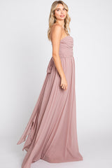 Mauve Sweetheart Convertible Chiffon Gown