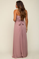 Mauve Sweetheart Convertible Chiffon Maternity Gown