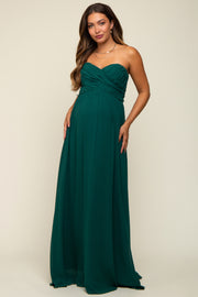 Forest Green Sweetheart Convertible Chiffon Maternity Gown