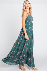 Teal Ditsy Floral Tiered Maxi Dress