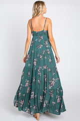 Teal Ditsy Floral Tiered Maxi Dress